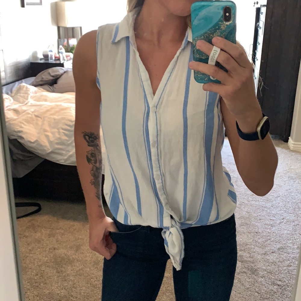 Button-up Waist-tie Tank